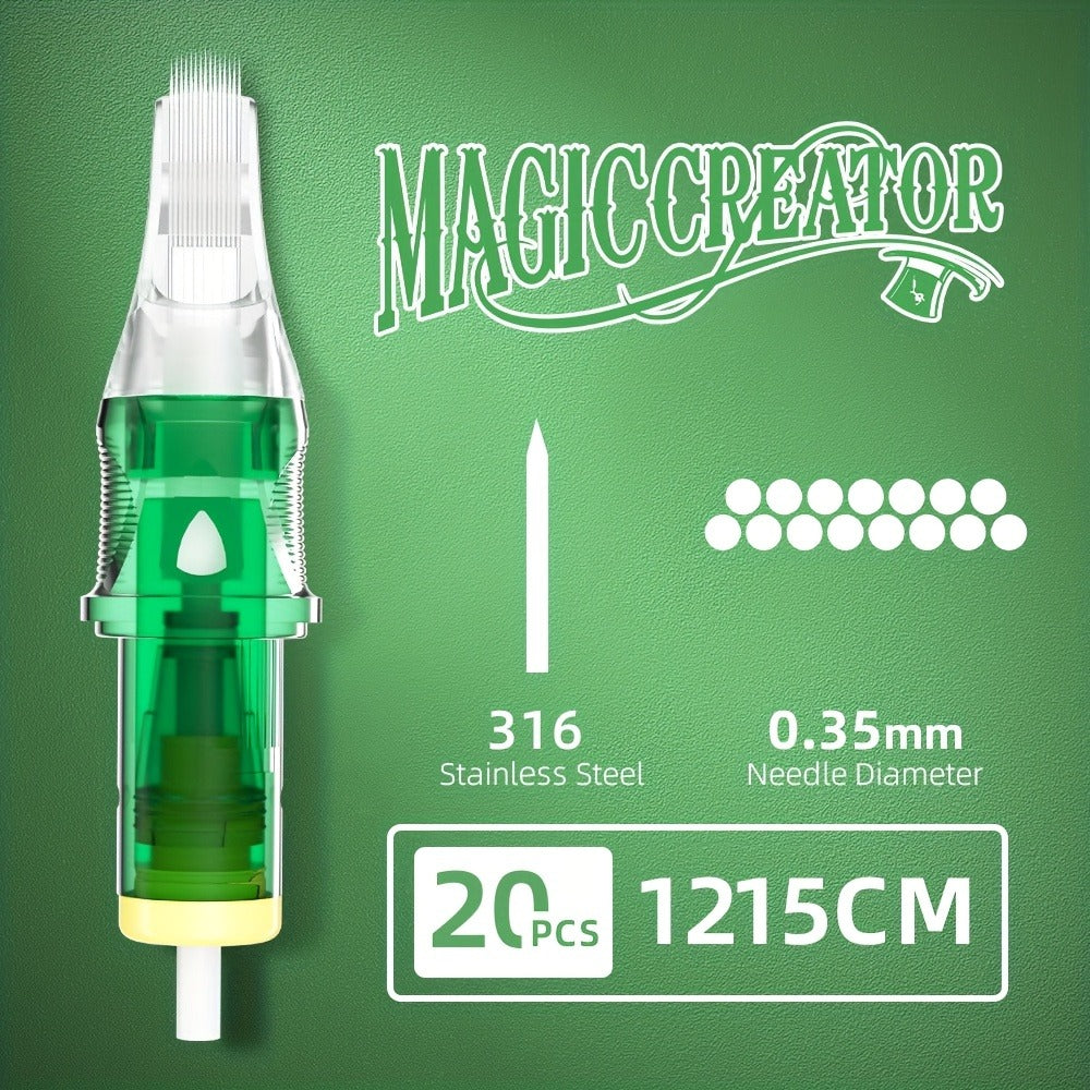 A Set of 20 Disposable Tattoo Needles for Magicians, Featuring High Transparency, Adjustable Lines, Various Gauges, Excellent Rigidity, Lasting Sharpness, And Ample Ink Capacity, Perfect for Both Professional Tattoo Artists And Novices