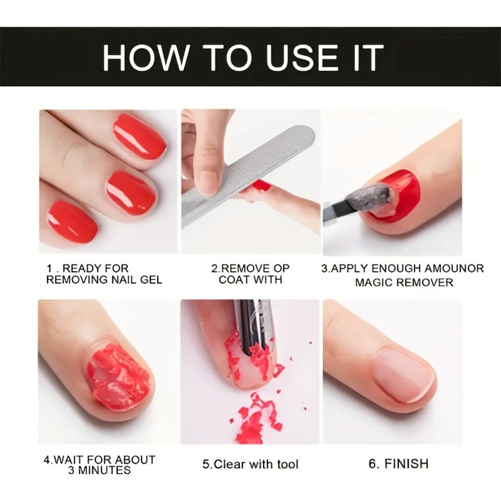Gel Nail Polish Remover, 3pcs Soak-Off Quick Remover, 2-3 Min Quickly Remover Nail Polish- Nail Polish Remover for Gel Nails, Nail Glue - At Home, Suitable for Nail Salons