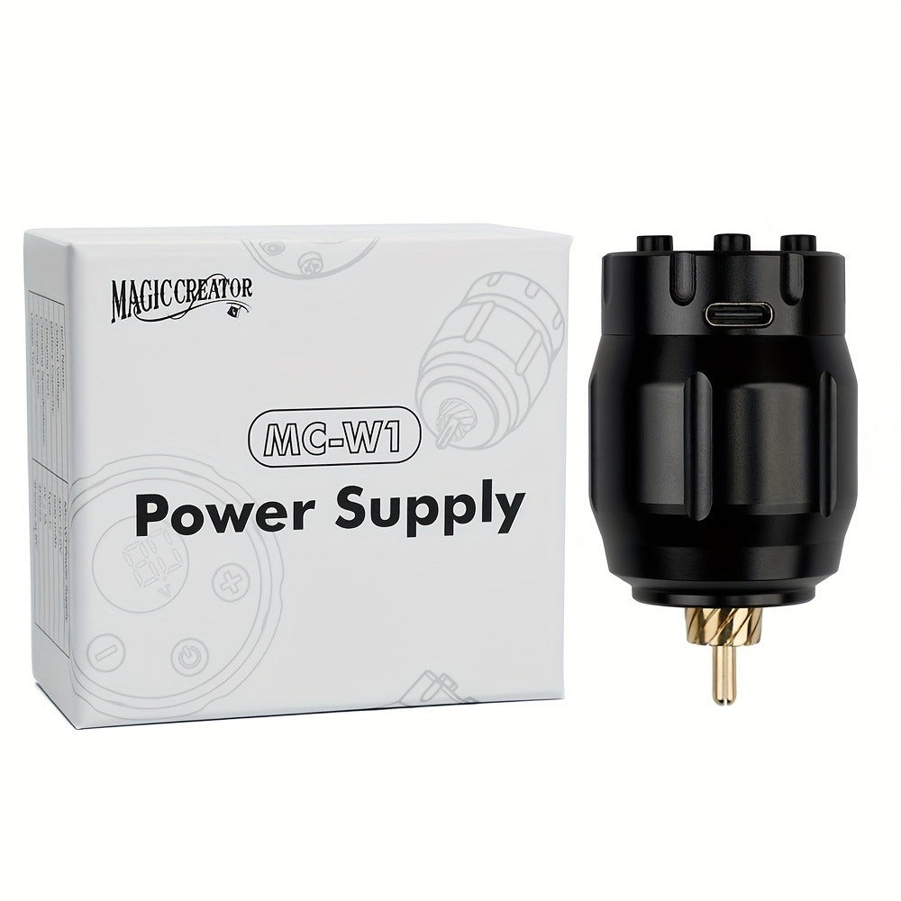 Wireless Power Supply for Tattoos, Featuring a Portable Rechargeable Motor Without Cords, Equipped with an LED Digital Display And RCA Connector, Designed for Rotary Tattoo Machines And Makeup Tools