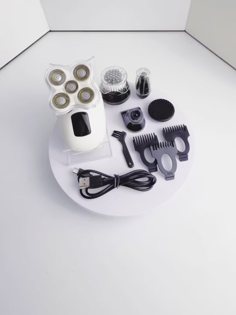 5-in-1 Men's/Women's Electric Shaver & Body Hair Trimmer USB Rechargeable, IPX6 Waterproof Versatile Grooming Kit for All Genders Includes Interchangeable Heads for Shaving, Hair Trimming, Sideburn Trimming, Facial Cleansing, And Nose Hair Trimming