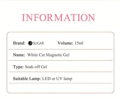White Glitter Cat Eye Gel Polish Set 2pc Sparkling Magnetic with Stick Included | Soak Off UV LED 0.51oz Each Semi-Permanent 3D Nail Art | Salon & Home DIY Manicure Kit for Women Beginners