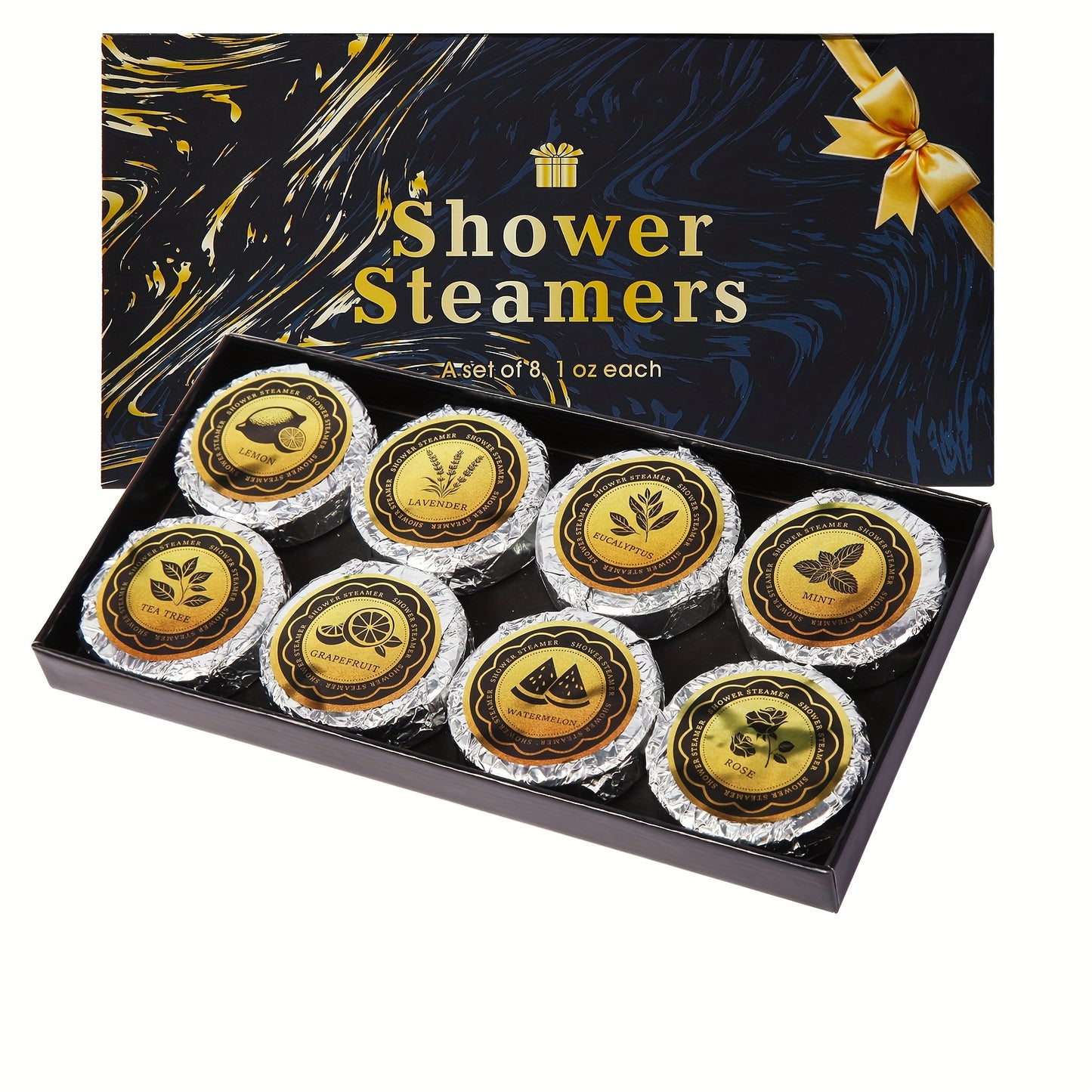 Shower Steamers 8 Pack Essential Oil Aromatherapy - Lavender, Eucalyptus, Rose, Peppermint & More Scents | Self Care Bath Bombs Gift Set for Women & Men, 30g Each