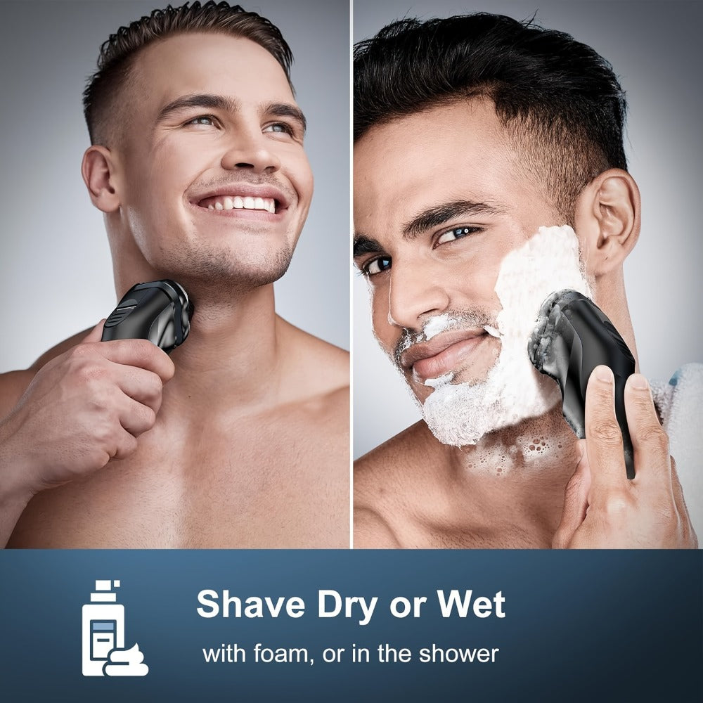 Rechargeable Electric Shaver And Trimmer for Men - Travel Razor for Close Shaving with Pop-up Trimmer, 1-Hour Fast Charge, & Easy Clean - Ideal Gift for Father/Husband/Boyfriend