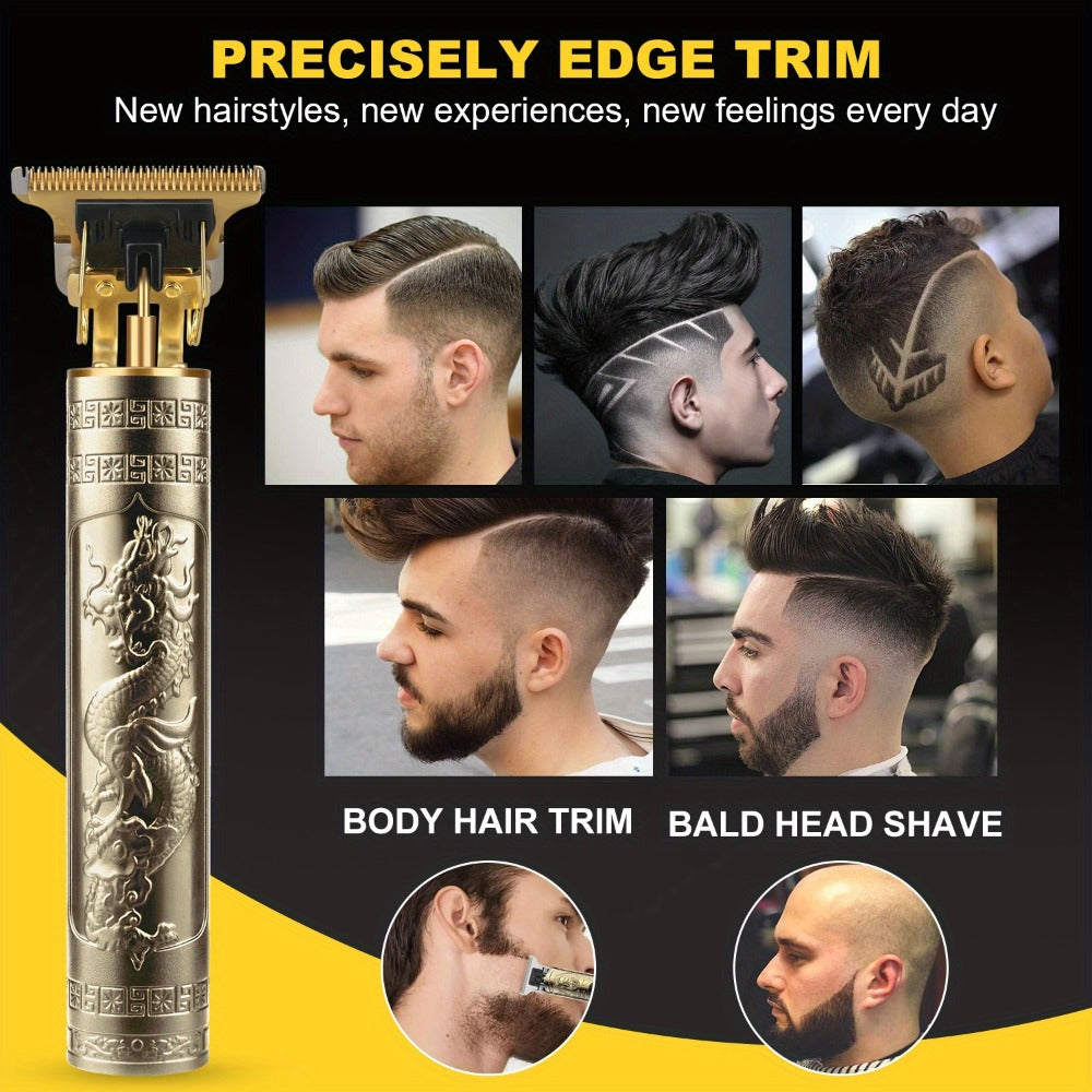 Men'S Barber Rechargeable Razor Adult Electric Retro Electric Push Clippers Home USB Rechargeable Barbershop Men'S Beard Trimmer Facial Hair Trimmer