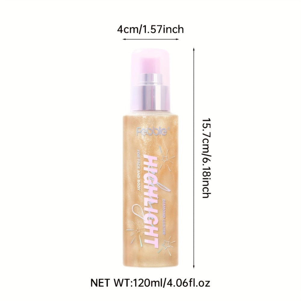 Glitter Spray for Body Face Hair Long-Lasting Luminous Shimmer Spray Lightweight Non-Greasy Radiant Glow Makeup for Festival Party Everyday Wear 4 Shades