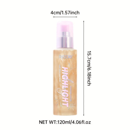 Glitter Spray for Body Face Hair Long-Lasting Luminous Shimmer Spray Lightweight Non-Greasy Radiant Glow Makeup for Festival Party Everyday Wear 4 Shades