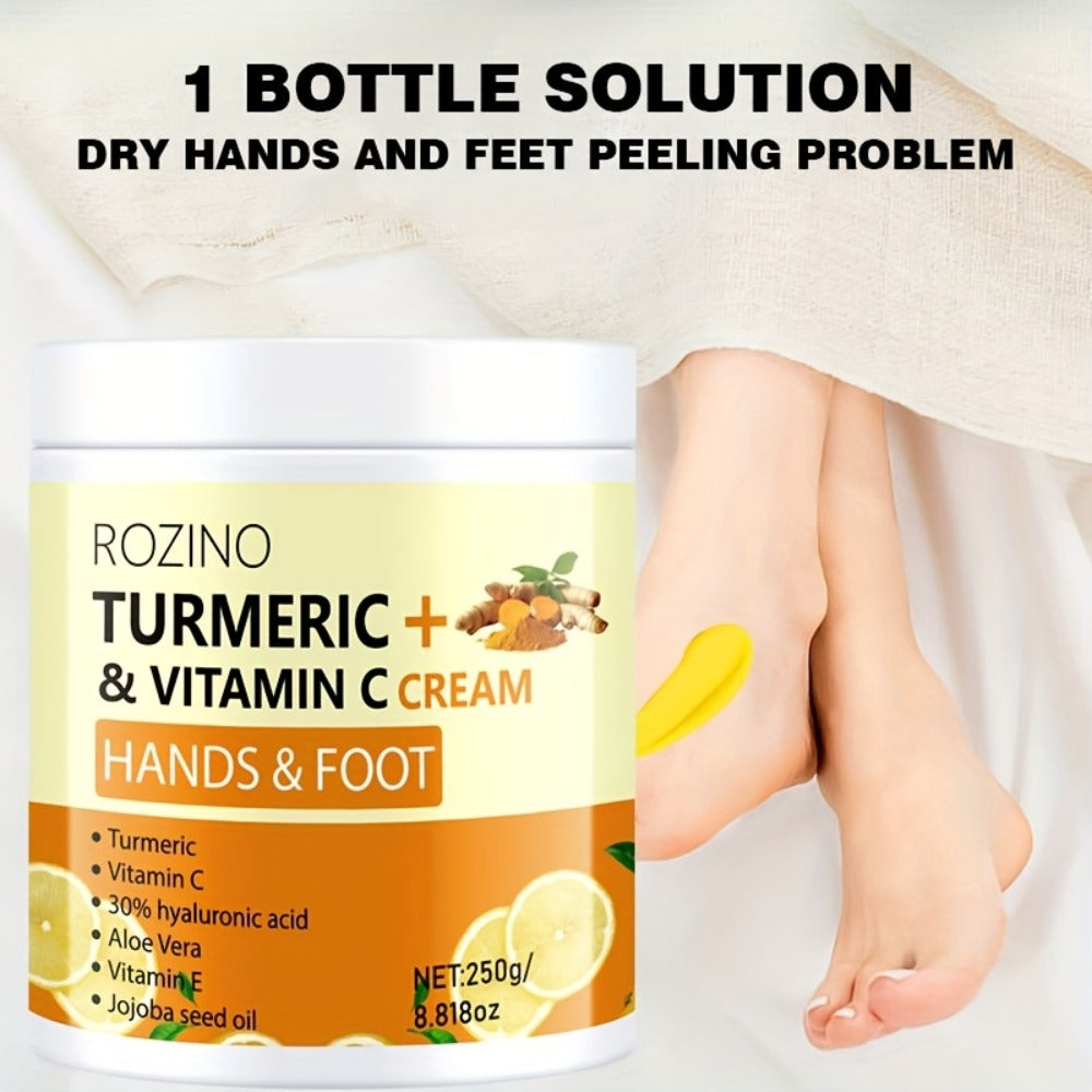 250g Turmeric Dry And Cracked Hand Foot Care Cream-Anti-Crack Cracking Cream Highly Hydrate Moisturize Light Beige, Light Beige Can Be Used On Dry Areas Such As Hands The Back Of Feet, Ankles Elbows Etc.suitable for Dry And Cracked Light Beige
