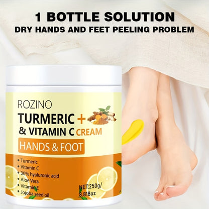 Turmeric Hand & Foot Cream 250g - Anti-Crack Deep Moisturizing Repair Cream for Dry Cracked Heels, Elbows, Ankles & Hands, Intensive Hydrating Skin Care