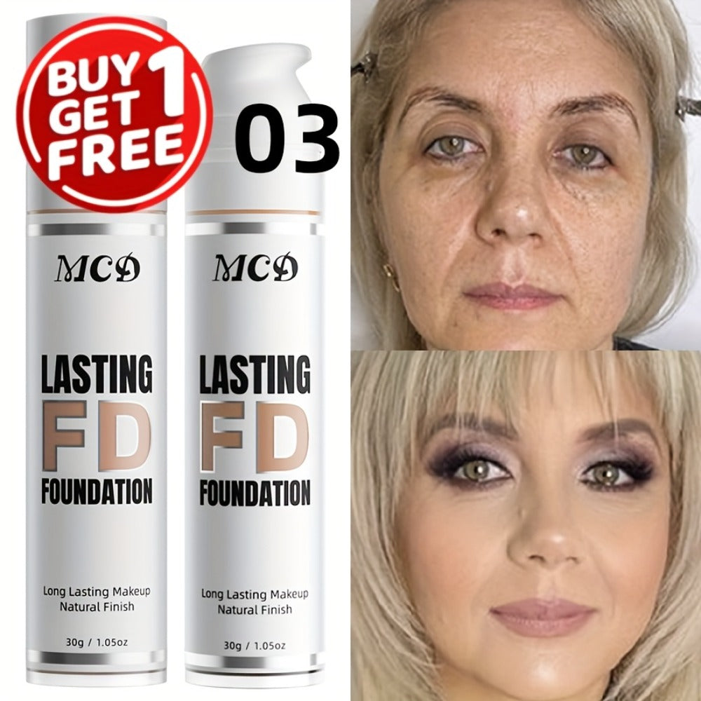 Liquid Foundation 2pcs Full Coverage Concealer Makeup Long Lasting Natural Finish - Suitable for All Skin Types Women Face Foundation Set
