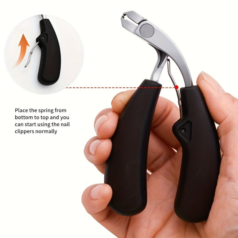 2pcs Modern Stainless Steel Nail Clippers with Concave Blades, Heavy Duty Nail Clippers with Curved Design, Large Opening for Thick Nails, Elderly Friendly, No Splash, Precision Trimming Of Men's Toenails, Long Handle with Angled Curved Blades