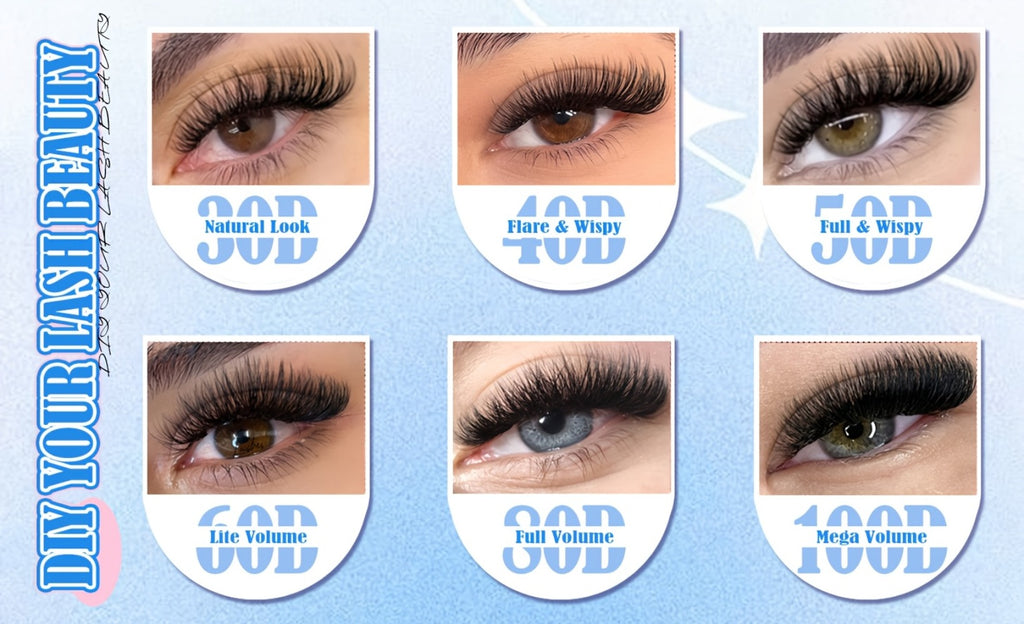 Lash Clusters Kit 720pcs Clusters Lash Extension Kit 30D-100D Eyelash Extensions Kits C Curl Individual Wispy Lashes Cluster Natural Eye Lash Trays With Glue&Tweezers For Beginners