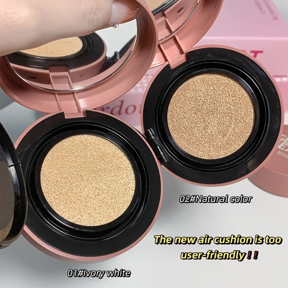 Cushion BB Foundation Cream with Replacement Core - Waterproof Oil Control Invisible Pore Coverage, Moisturizing Lightweight Formula, Buildable Natural Finish for All Skin Types, Ivory White