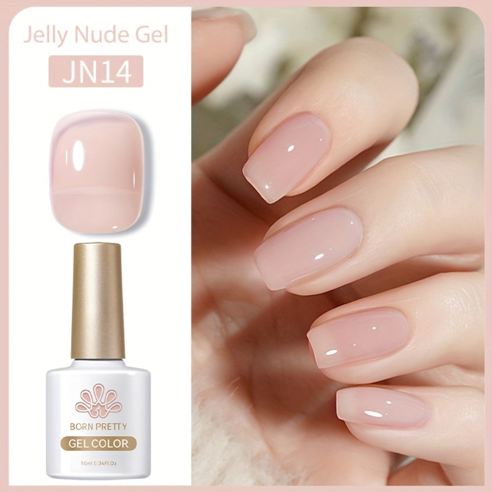 BORN PRETTY Milky White Jelly Nude Gel Nail Polish 0.34oz White Translucent Soak Off Gel Vernis Semi Permanent Need Light