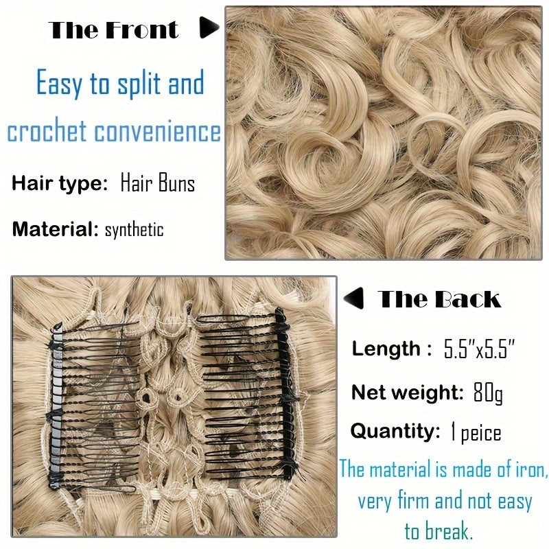X-Thick Large Rose Bud Chignon Hairpiece Curly Dish Comb Clip In Ponytail Messy Bun Extensions Scrunchie Updo Synthetic Easy Stretch Hair Buns Hair Piece Wedding Party Halloween Christmas Daily For Women