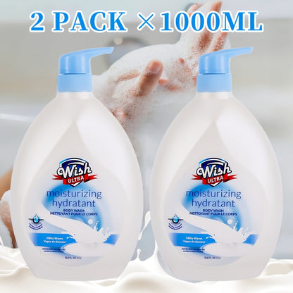 Moisturizing Body Wash 2-Pack 33.8 fl oz — Long-Lasting Scent, Deep Cleansing Shower Gel for Men & Women, All Skin Types, Available in Cucumber, Milky, Mango & Peach Fragrances