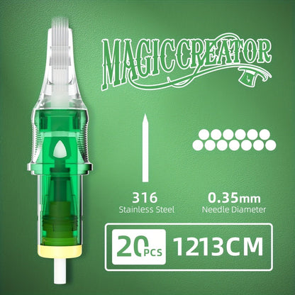 Disposable Tattoo Needles 20pcs Mixed Set - RL RS M1 C-M Multi-Gauge, High Transparency Cartridge, Lasting Sharpness & Ample Ink Capacity for Professional Artists & Beginners