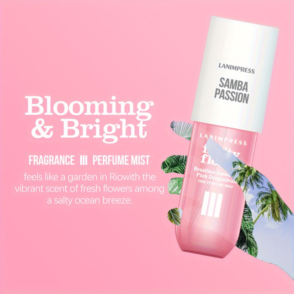 Body & Hair Perfume Mist for Women Samba Passion - Fruity Floral Fine Mist Spray Long Lasting 3.0 fl oz Travel Size Daily Wear Valentine's Day Birthday Gift