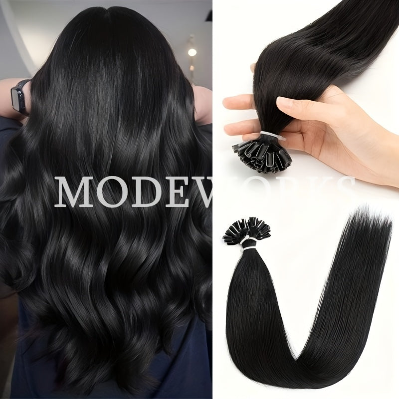 Keratin U Tip Hair Extensions 100% Remy Human Hair Nail Tip Bond Straight Invisible Seamless 12 14 16 18 20 Inch 50 Strands Natural Black Jet Black Blonde Brown Multi Color