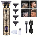 Men's Retro Electric T-Blade Wireless Hair Clipper, Unique Design Hair Clipper Shaver Trimming Set - USB Charging, LED Display, Multiple Accessories, Holiday Gift for Him