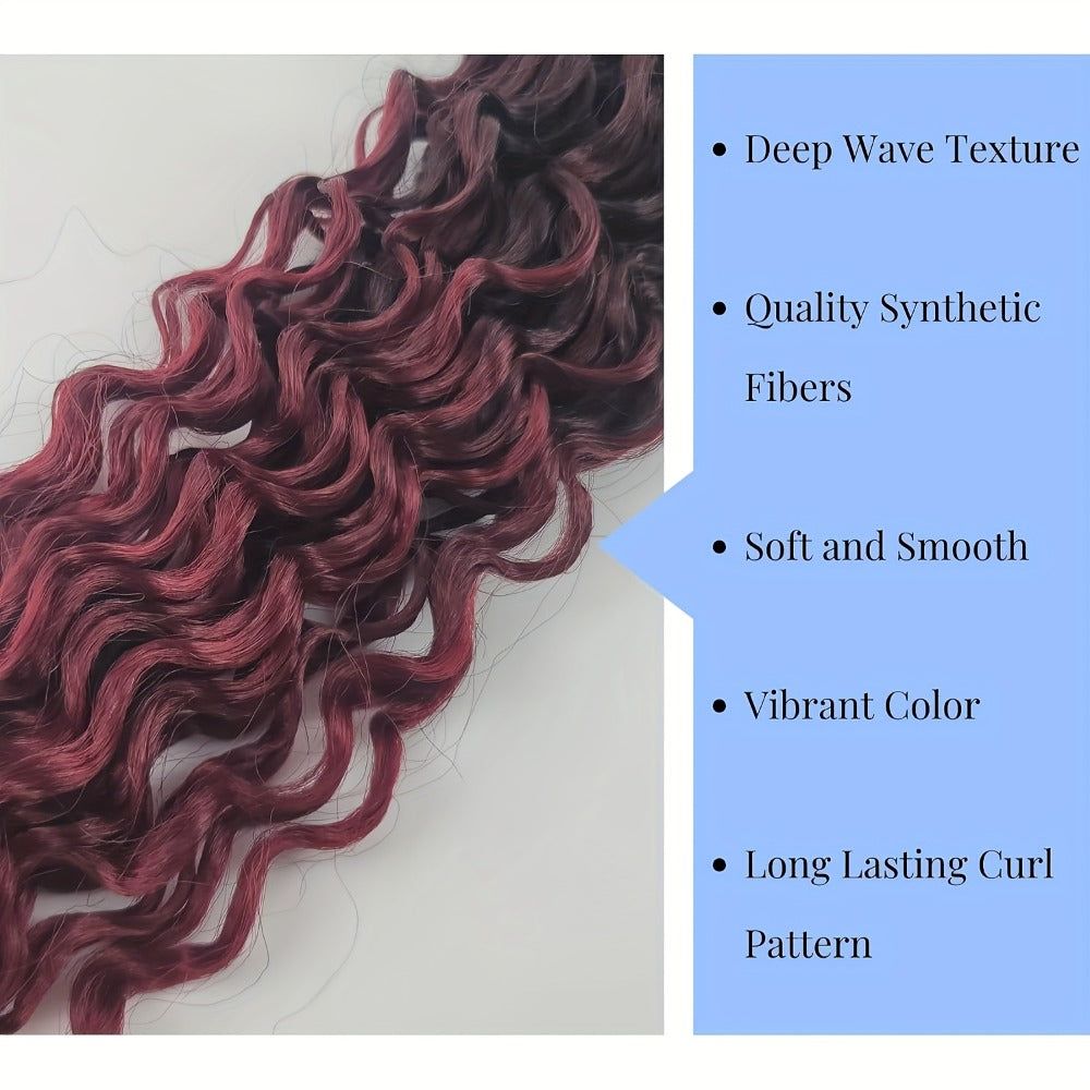 Braiding Hair Pre-Stretched 6 Packs 26 & 32 Inch Deep Curly Crochet Hair Synthetic Ombre Extensions for Box Braids Twist Braids Knotless Braids Passion Twists