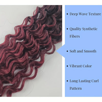 Braiding Hair Pre-Stretched 6 Packs 26 & 32 Inch Deep Curly Crochet Hair Synthetic Ombre Extensions for Box Braids Twist Braids Knotless Braids Passion Twists