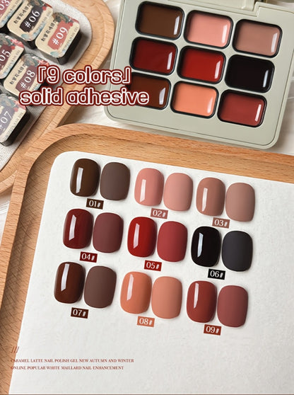 Gel Nail Polish Set 9 Colors Autumn Harvest High Saturation Long-Lasting Soak Off LED Alcohol-Free Solid Gel Polish Kit for Salon & Home Manicure with Light Therapy Pen