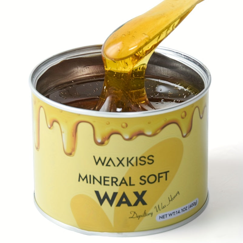 Soft Wax for Hair Removal 400g — WAXKISS Honey & Aloe Vera Waxing Jar, Easy Application for Face, Underarms, Legs, Back & Body | All Skin Types Home & Travel Wax