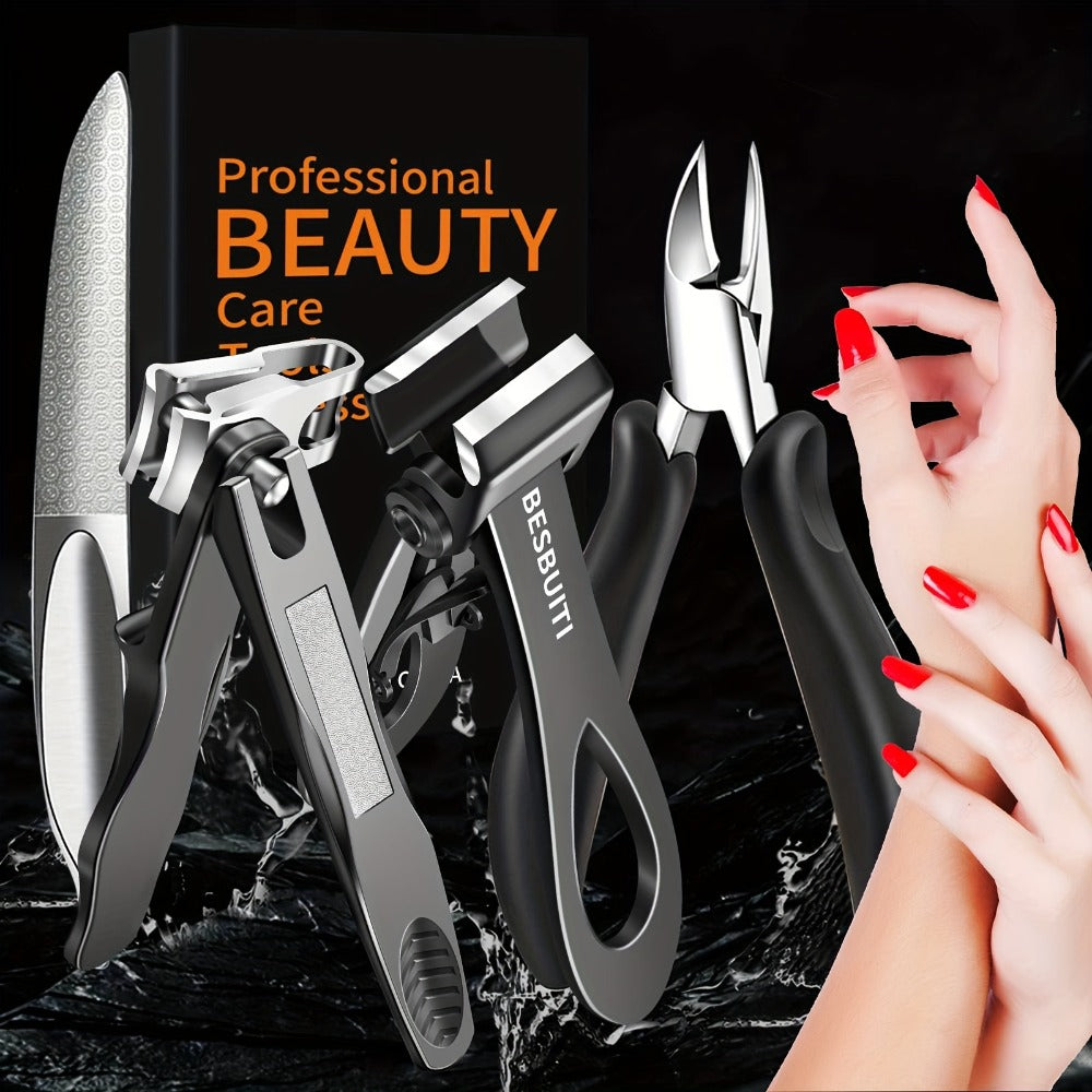 Set of Nail Clippers, Designed for Seniors with Thick Toenails, Featuring Clippers for Thick Nails, a Wide Jaw Straight Nail Clipper, a Heavy-Duty Ingrown Toenail Clipper, an Angled Nail Clipper, And a Nail File, Suitable for Both Men And Women