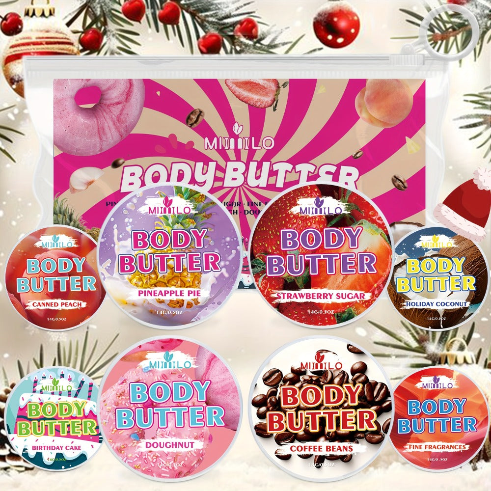 Body Glaze Lotion Set 8pcs Fruity Fragrance Pineapple Coconut Strawberry Coffee 8 Scents Non-Greasy All-Day Moisturizing Travel Size Body Moisturizer for All Skin