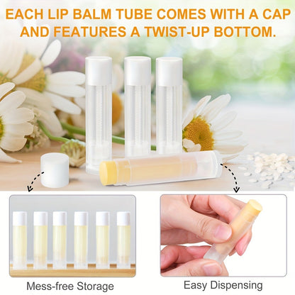 Lip Balm Tubes with Filling Tray – 50Pcs 5.5ml Clear Empty Lip Balm Containers BPA Free Leak Proof, DIY Lip Balm Making Kit with Spatula and Filling Tray Set
