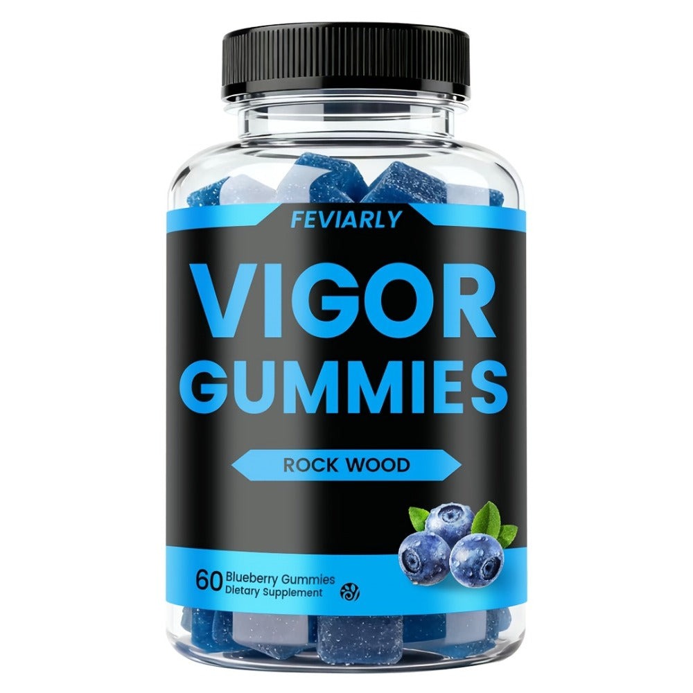 Booster Gummies, Vigor Gummies, Blue Chew, Men'S Daily Support, Lift, Level Up Manhood, Boost Your T, Support Mood, Wood, Men'S Multivitamin with Shilajit, Maca, Longjack, Fast-Acting for Women And Men - Blueberry Flavor