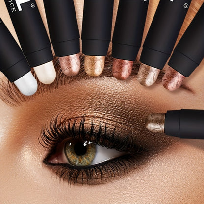 Eyeshadow Stick Set 8PCS Waterproof Long-Lasting - Shimmer, Pearlescent & Matte Eye Shadow Pencil for Smoky, Natural & Glitter Looks, Blendable Creamy Formula, Gift for Her