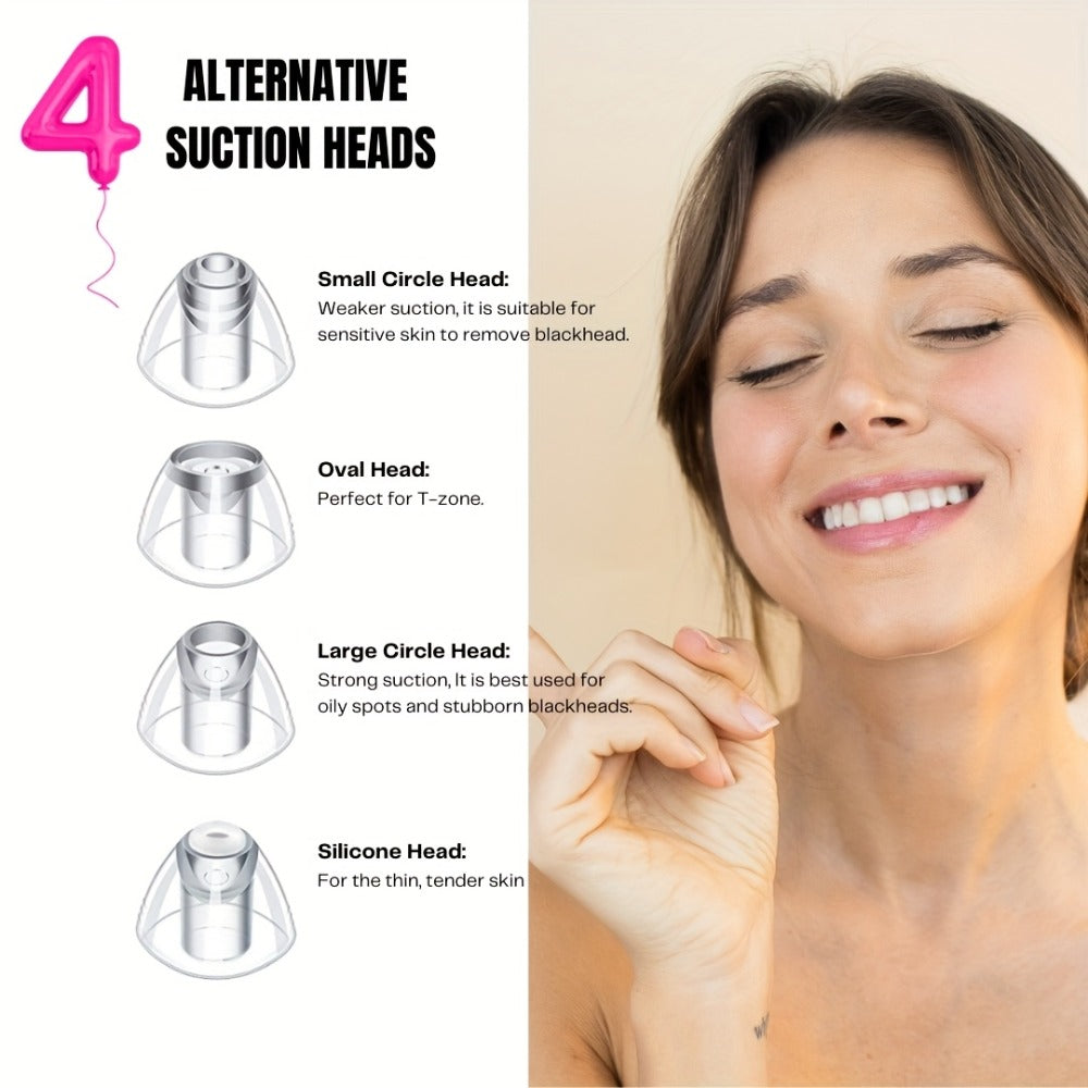Blackhead Remover Vacuum, Pore Cleaner with 5 Adjustable Suction Power Levels and 4 Different Probes, Rechargeable and Portable, Ideal Gift for Men and Women
