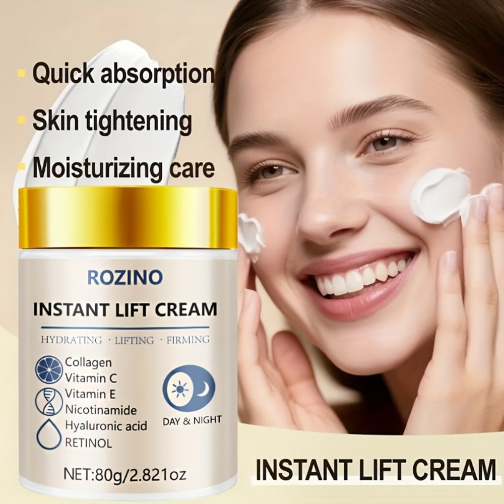 ROZINO Instant Collagen & Niacinamide Cream - 5-Second Lift And Tightening, Collagen-Infused Face And Neck Cream for Dark Circles, Puffiness, Sensitive Beige, Sensitive Eyes, All Beige Types, Instant Firming Moisturizer
