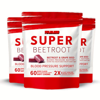 Beetroot Gummies Chewable Supplement with Beetroot Powder | Rich in Vitamins Minerals & Antioxidants for Blood Pressure Heart Health & Energy | Pomegranate Berry Flavor 60 Chews
