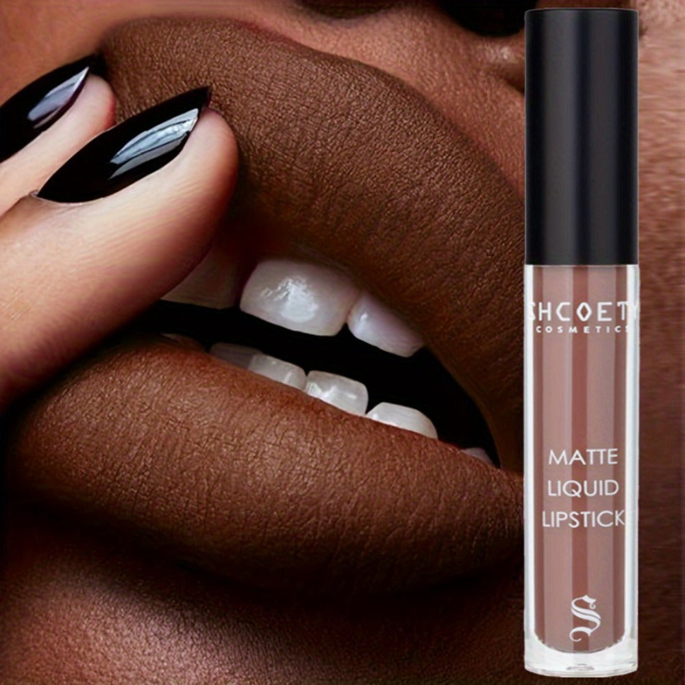 Matte Lip Glaze Set of 3 — Long-Lasting Waterproof Velvet Lip Mud in Brown, Pink & Red, Non-Stick Non-Greasy Formula, Cute Bear Packaging, Perfect for Daily Wear, Party & Festival Makeup