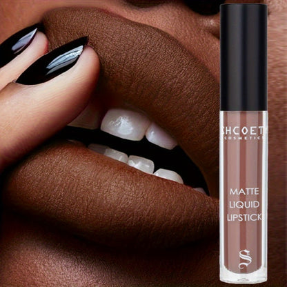 Matte Lip Glaze Set of 3 — Long-Lasting Waterproof Velvet Lip Mud in Brown, Pink & Red, Non-Stick Non-Greasy Formula, Cute Bear Packaging, Perfect for Daily Wear, Party & Festival Makeup
