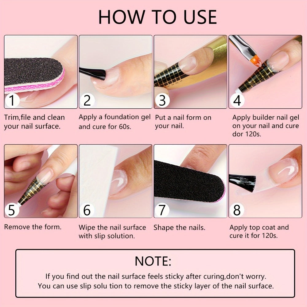 6 Colors/Set Cured Nail Extension Adhesive - Crystal Clear, White, Milky Jelly, Light Pink, Pink, Nude - Smooth, Alcohol-Free, Quick-Drying, Perfect for Nail Art And Salon Use