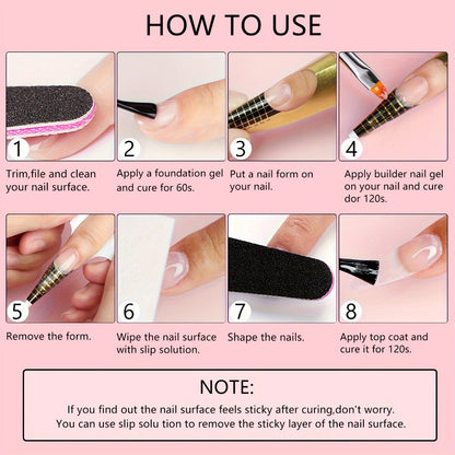 Builder Gel Nail Extension Set 6 Colors 0.51oz Each Crystal Clear White Milky Jelly Light Pink Pink Nude - Alcohol-Free UV LED Self-Leveling Salon Quality Nail Art Kit for Women Extensions Overlays French Manicure