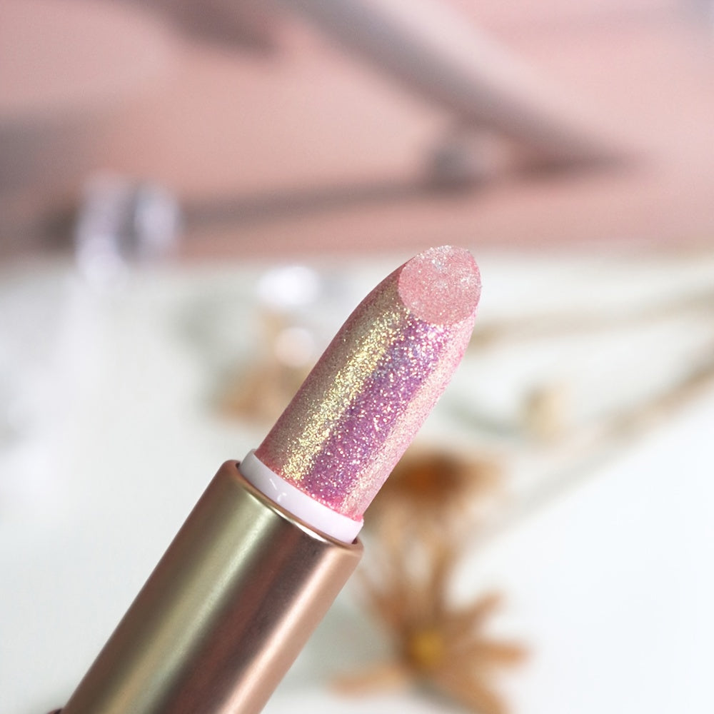 3pcs Pinkish Golden Pearlescent Lipstick Glossy Glitter Shimmer Lip Makeup Creamy Lip Gloss for Party Stage Cosplay Valentine's Day Gifts