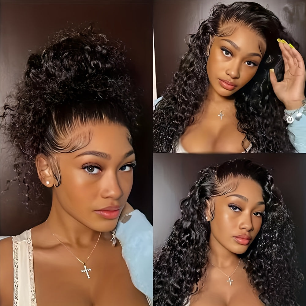 SISIFIRE 13 X 4 Inch Lace Front Wigs for Women Loose Curly Wave Hairline Synthetic Lace Wigs Pre-Plucked Wig Heat Resistant Fiber Glueless Lace Front Wigs for Daily Party Use 24-26 Inches