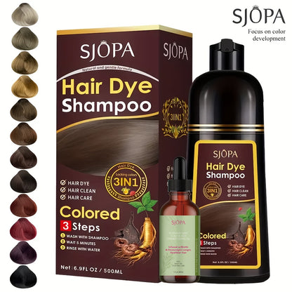 Hair Dye Shampoo Instant Color & Conditioning in One — Natural Formula, No Irritating Odor, Safe for Men & Women, 7 Colors Available, 16.9 oz / 500ml
