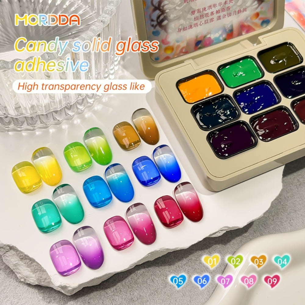 9 Shades for Fall And Winter: New Nail Polish That Is Durable And Long-Lasting, Featuring a Gradient Effect. Perfect for Manicures, Gift Ideas, Nail Salons, And Includes Glass Beads And Candy Gel