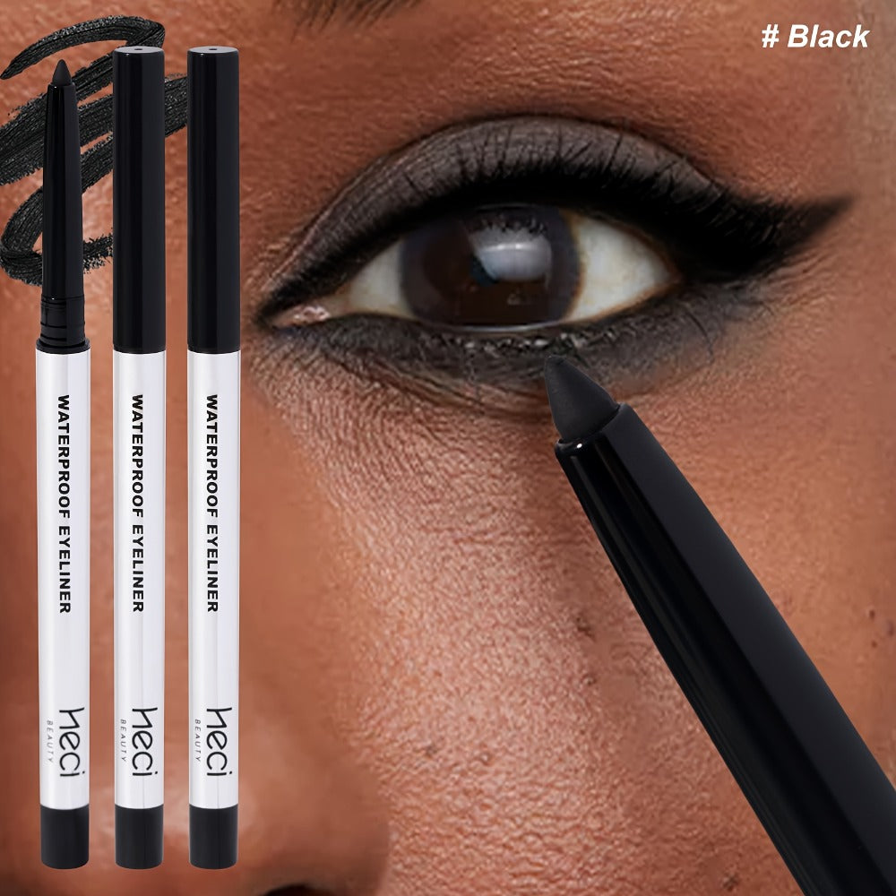 Eyeliner Pencil 3 Pack Waterproof Long Lasting Gel Pen - Quick Dry Smudge Proof Matte Creamy Formula for Sensitive Eyes Beginner Friendly Precision Eye Makeup Deep Brown Medium Brown Black
