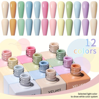 Gel Nail Polish Set 12 Colors | Candy Macaroon Bright Nails Semi Permanent Soak Off UV LED Nail Art Kit | Spring Summer Nail Gel for Salon & DIY Manicure 0.51oz