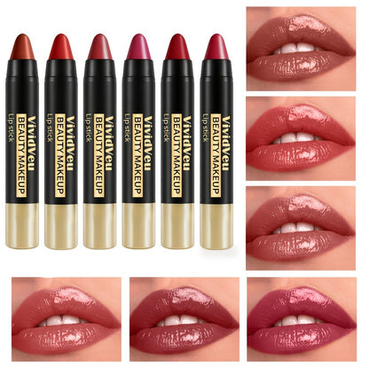 Matte Lipstick Set 6pcs Creamy Long Lasting Waterproof Non-Stick Automatic Lipstick Pen Bullet Lip Color Gift for Women