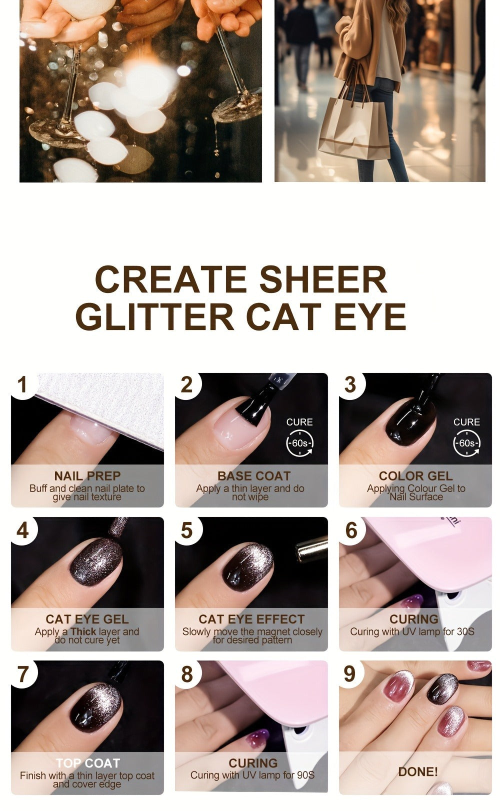 0.27oz Eye Cat Magnetic Gel Flash Gel Nail Polish Semi Permanent Gel Nail Art Decoration Magnetic Cat Eye Nail Gel Polishing Holographic Chameleon Nail Art Gel Varnish with Magnetic Sand Rubbing Category Applicable to Nail Salons AndHousehold