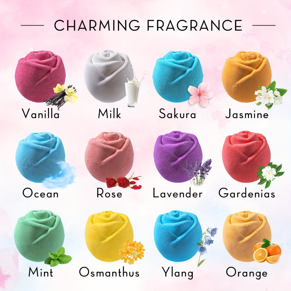 Christmas Gift Women's Bath Bomb Set, 12pcs Handmade Essential Oil Scented Bath Salt Balls for Skin Moisturization, Handmade Bubble Bath and Foam Bath, Suitable for Valentine's Day/Birthday Gifts, an Ideal Exquisite Gift for Female Friends