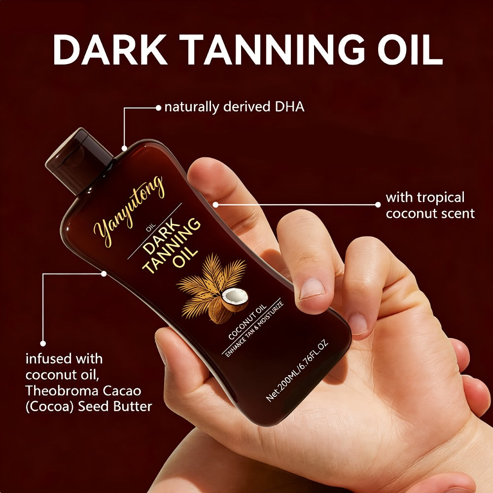 Tanning Oil 200ml - Moisturizing Sun Tan Body Oil for Deep Golden Tan, Nourishing Summer Skin Care for All Skin Types, Men & Women Beach Tanning Essentials