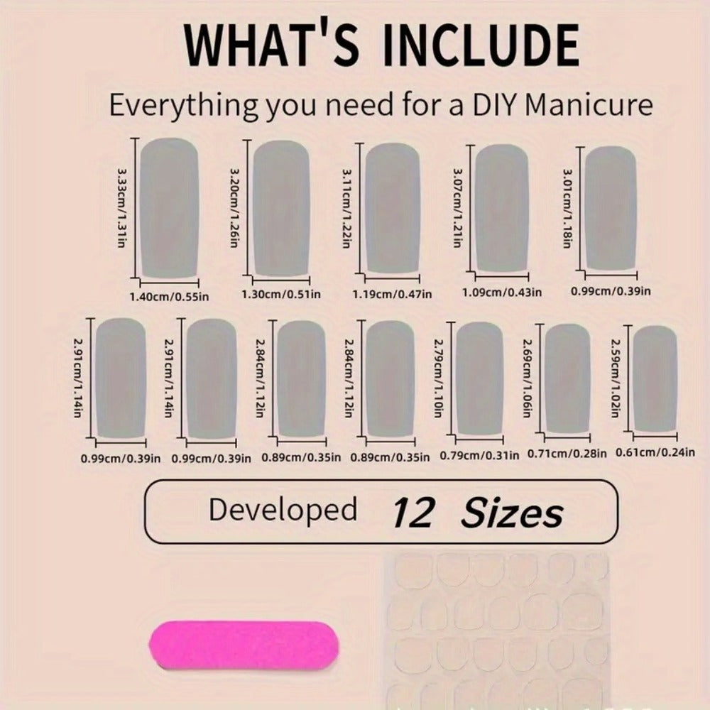 120 pieces of mixed color almond shaped nail tip, medium length design, gradient gloss - includes jelly glue and nail file